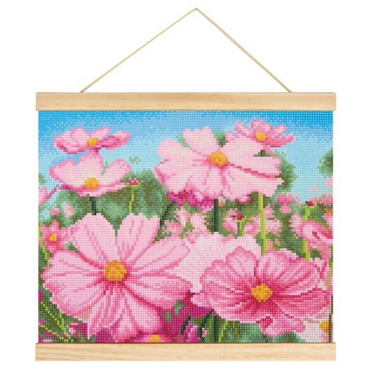 Make Market; 11" x 14" Pink Flowers Diamond Art Kit by Make Market®; Category:Summer Diamond Painting; Image:1